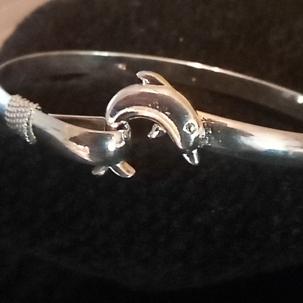 Sterling dolphin s on clasp gold accent